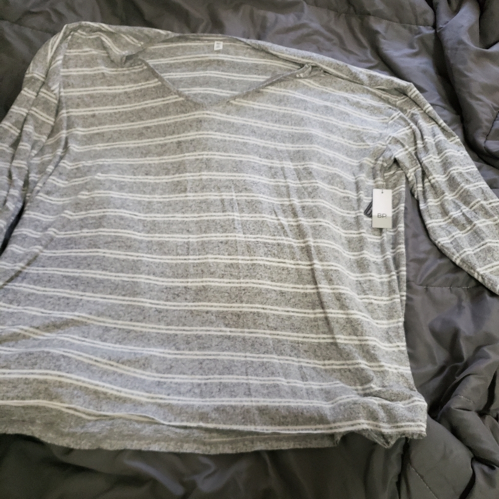 Gray and White striped shirt